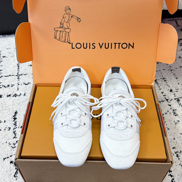 LV Sneakerina Sneaker White Suede Leather 616972