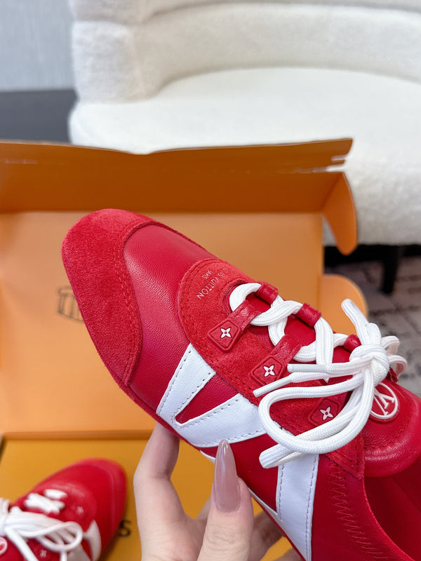 LV Sneakerina Sneaker Red White Suede Leather 616976