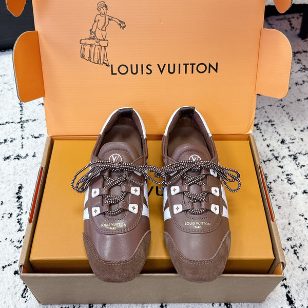 LV Sneakerina Sneaker Brown White Suede Leather 616977