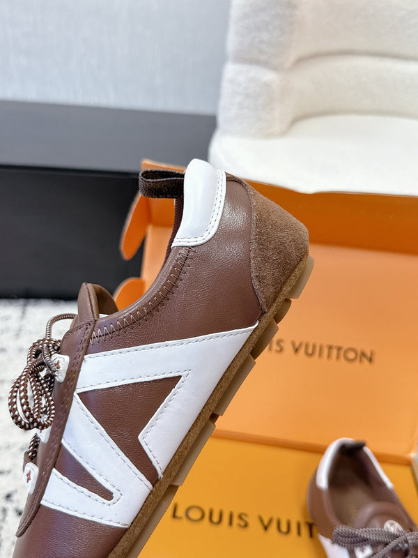 LV Sneakerina Sneaker Brown White Suede Leather 616977