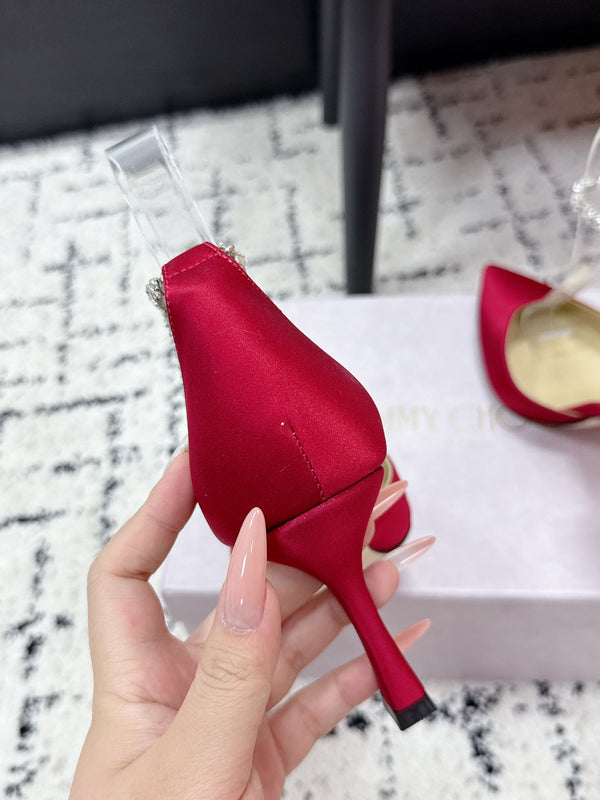 Jimmy 26 Stevie Pump 10cm Red Crystal Satin 679252