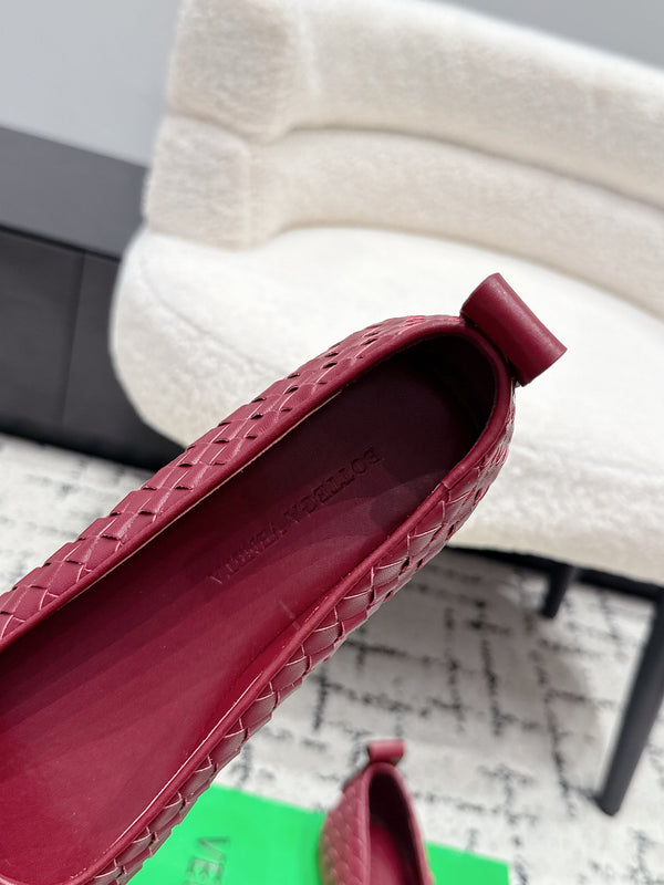 BV Charlotte Ballet Flat Burgundy Woven Leather 769997