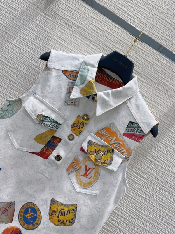 LV 25 Unique Logo Dress Multicolor Cotton