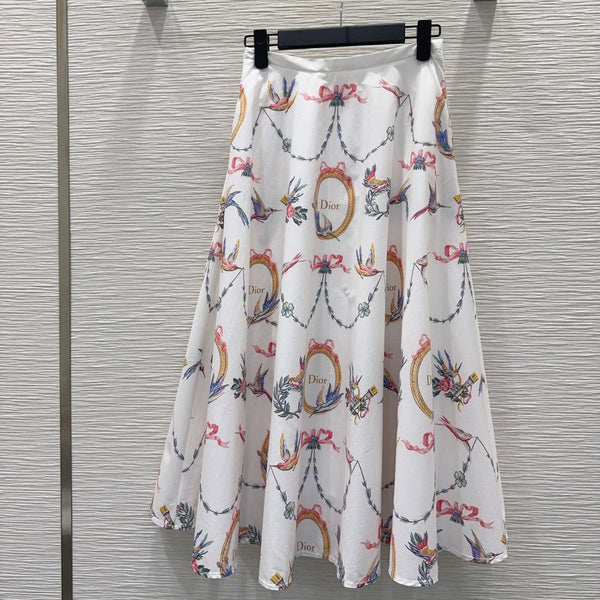 CD 26s Qixi Midi Skirt White Cotton 414412