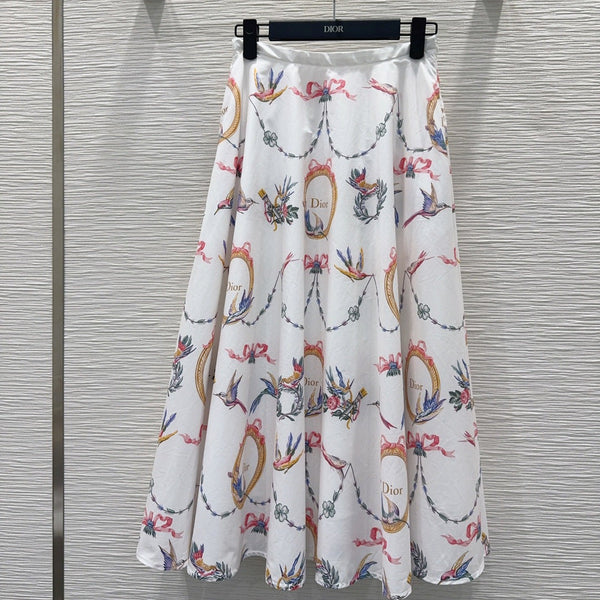 CD 26s Qixi Midi Skirt White Cotton 414412
