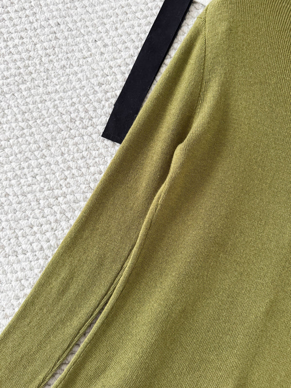 Miu 26s Cardigan Fern Green Cashmere Silk 380643