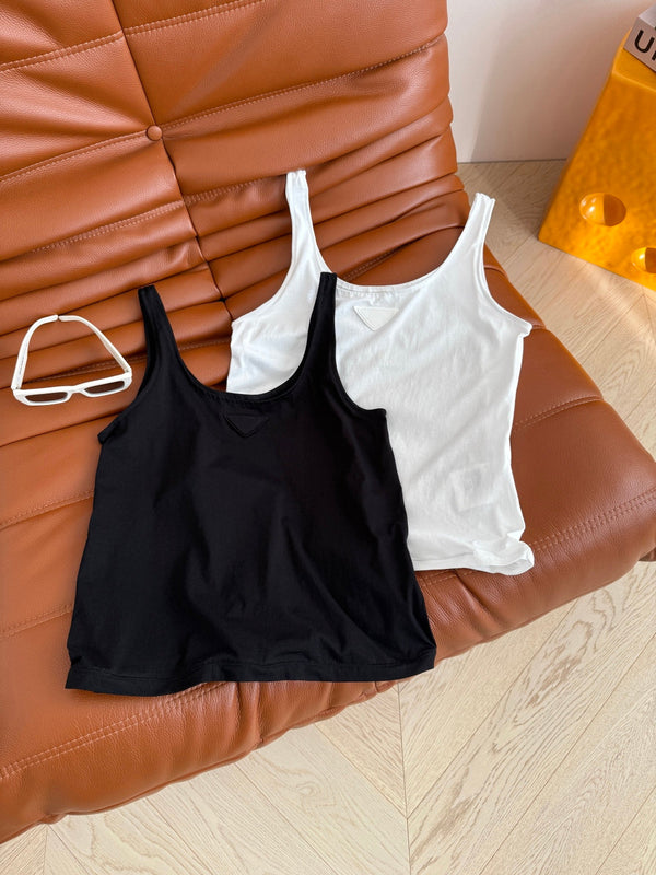 Prada Jersey Tank Top Black White Cotton 341365