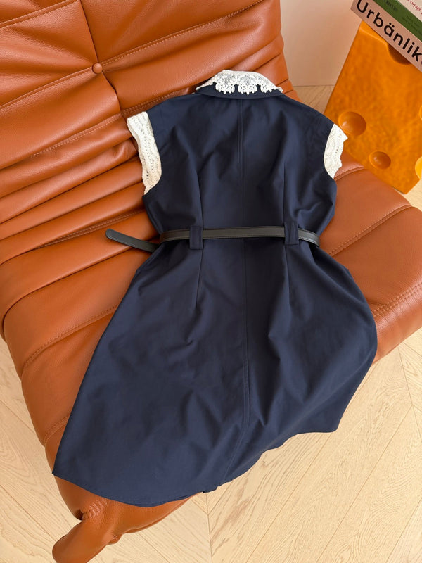 Loew 26s Navy Blue Dress Lace Cotton Polyester 380017