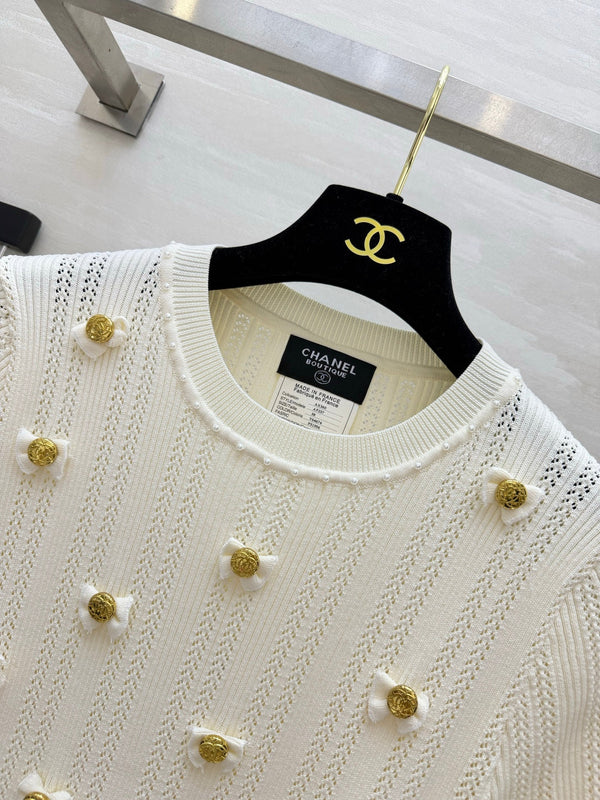 CC Short-Sleeved Top Ivory Cashmere 394202