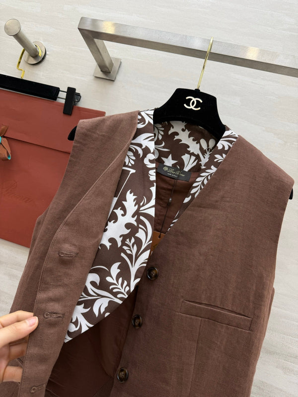 LP 26s Vest Brown Linen 398875