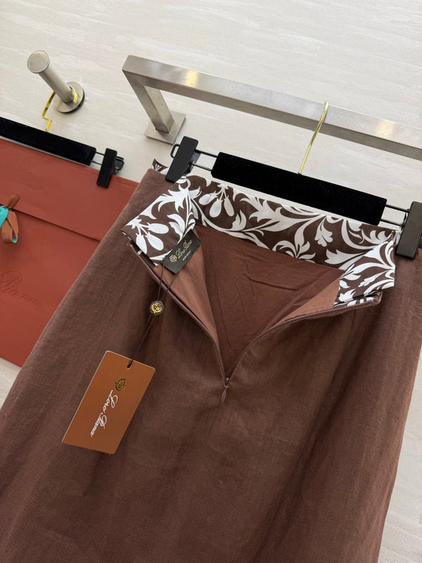 LP 26s Midi Skirt Brown Linen 398881