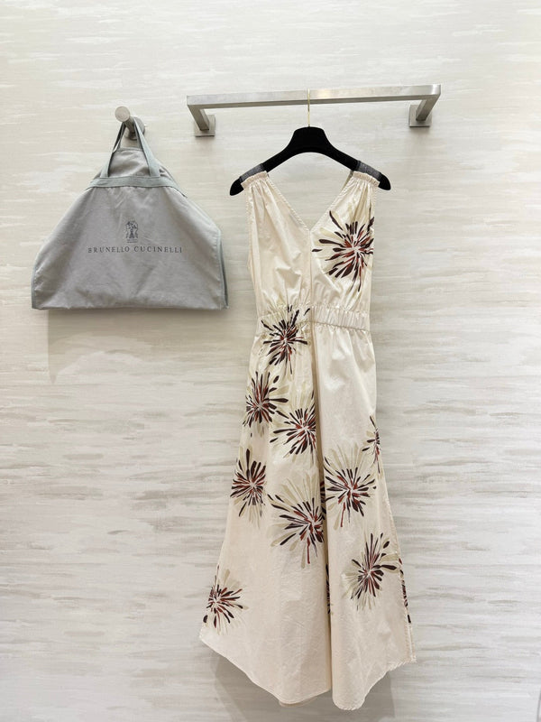 BC 26s Floral Midi Dress Cream Cotton 398870