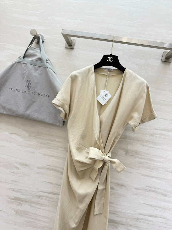 BC 26s Wrap-Effect Dress Viscose Linen 398865