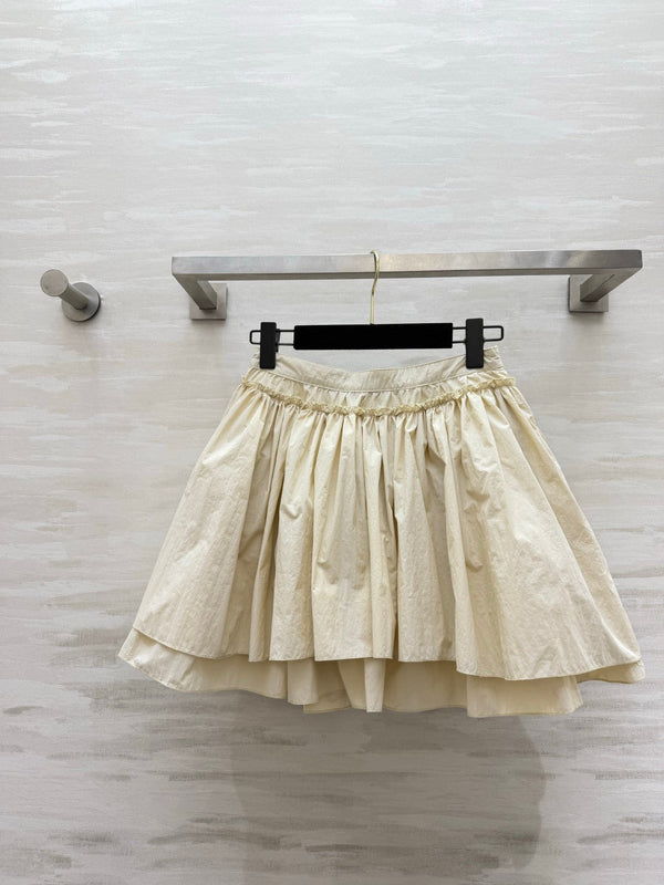 Loew 26s Drawstring Mini Skirt Cream Cotton 398858
