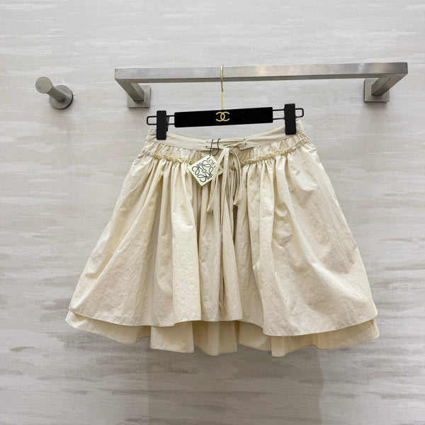 Loew 26s Drawstring Mini Skirt Cream Cotton 398858