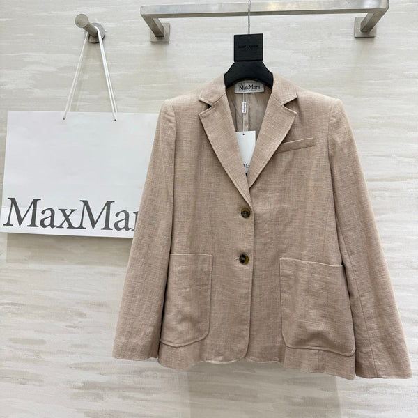 Max Mar Single-Breasted Blazer Light Khaki Linen 398830