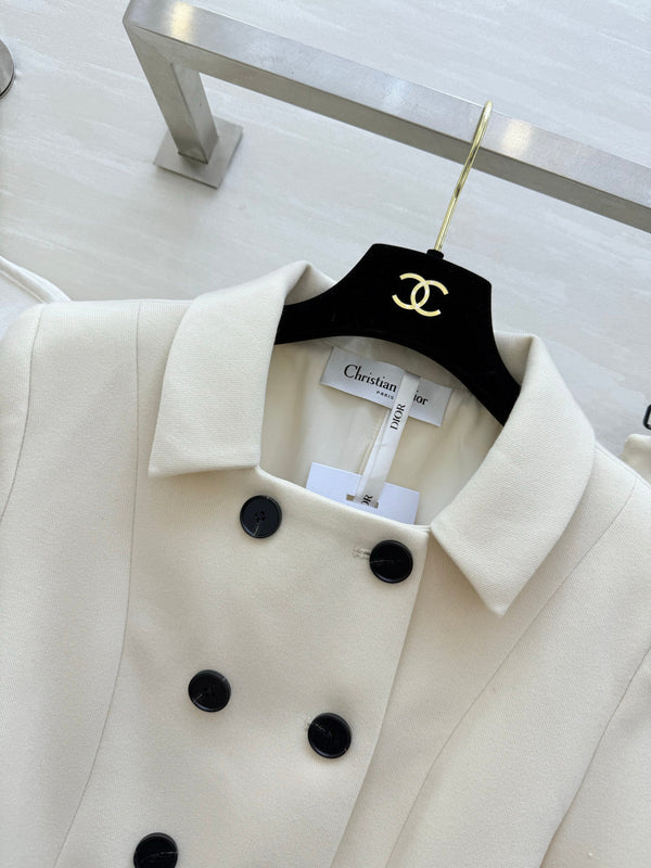 CD 26s Set Belted Jacket & Pant Ecru Virgin Wool and Silk 414131