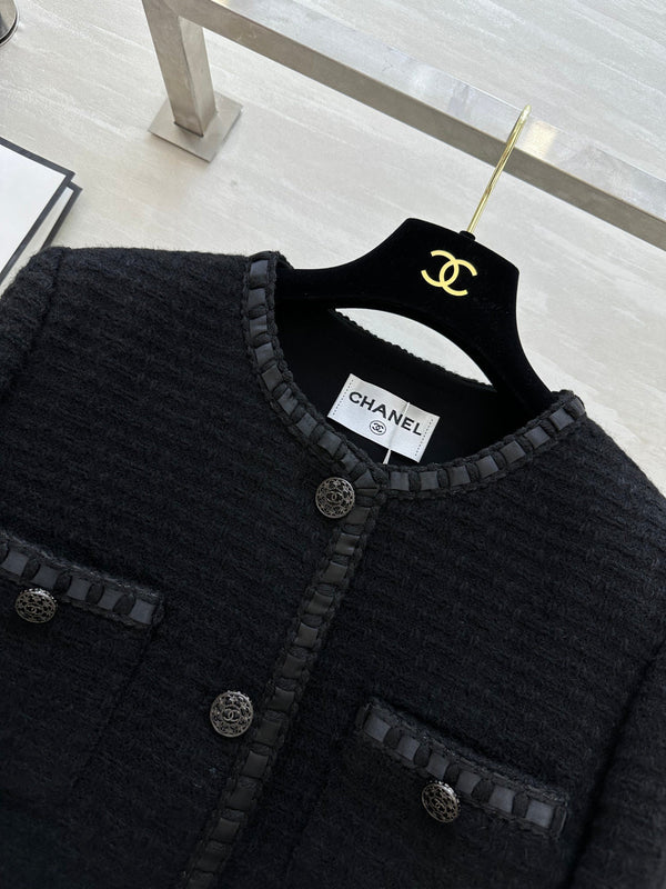 CC 26s Jacket with Braided Trim Black Tweed 414125