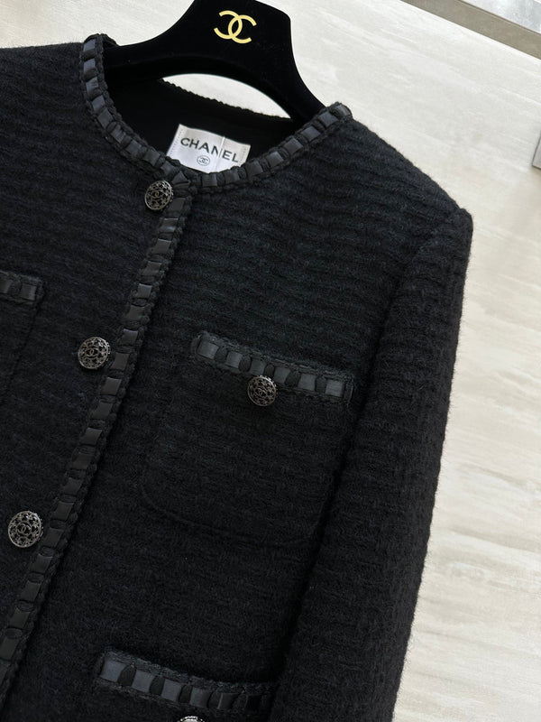 CC 26s Jacket with Braided Trim Black Tweed 414125