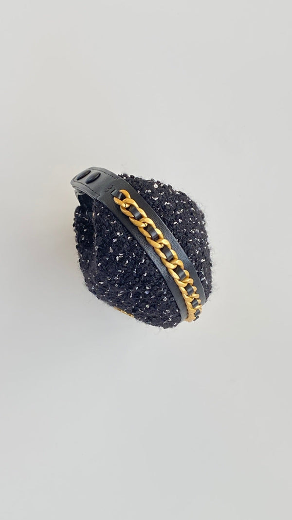 CC Mini Crescent Carry-on Bag 13 Dark Blue Wool Tweed