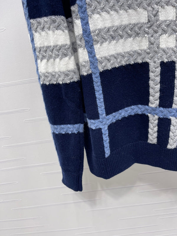 Burberry 25 Crew Neck Long-Sleeve Sweater Navy Blue Wool Cashmere
