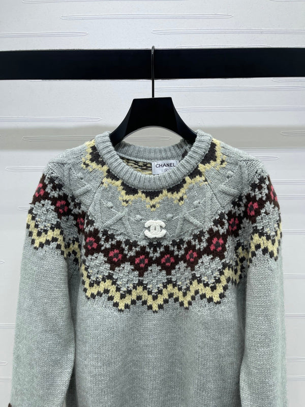 Chanel 2025 Sweater Gray Mix Colors Wool Nylon 319617