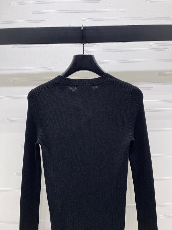 Prada Logo-Intarsia Wool Jumper Black Wool 351034