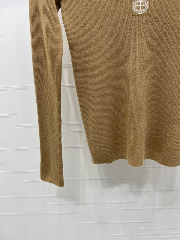Prada Logo-Intarsia Wool Jumper Camel Wool 351032