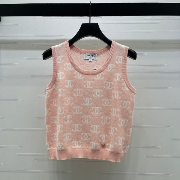 CC 26sJacquard Knit Vest Pink Wool 344122
