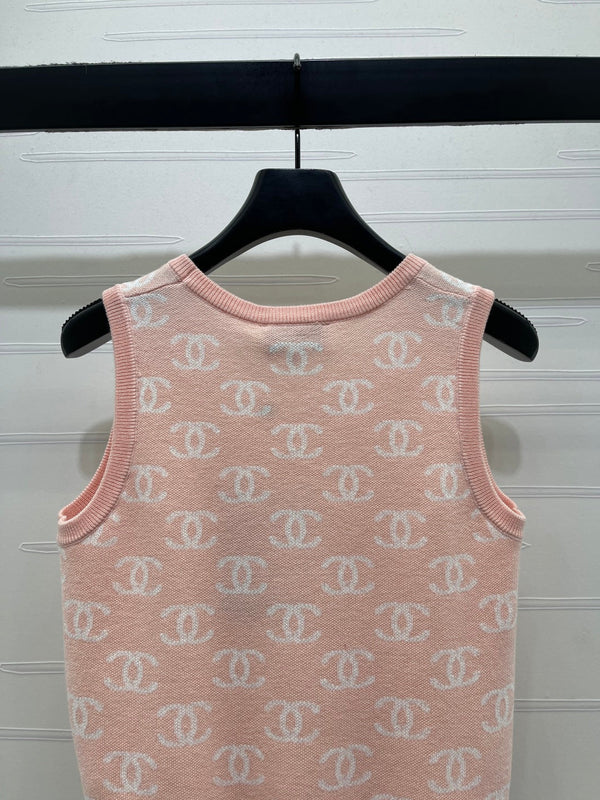 CC 26sJacquard Knit Vest Pink Wool 344122