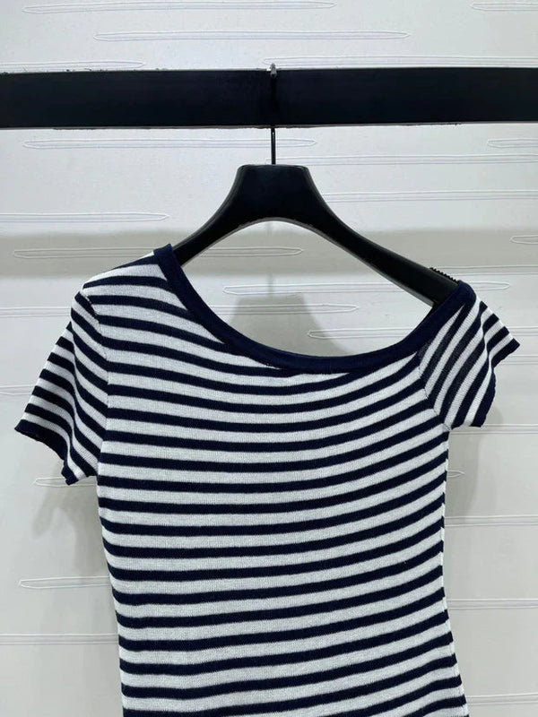 Pra 2026 One-shoulder Knit Short-sleeved Top Cotton 391450