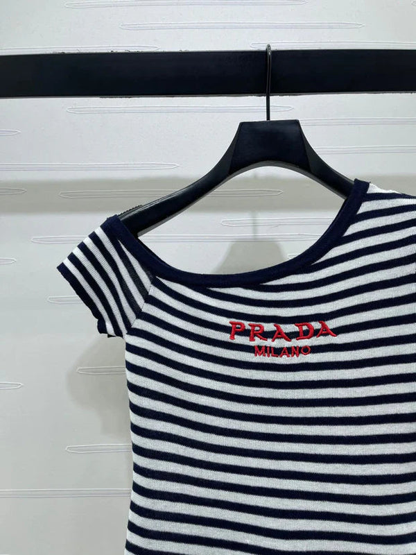 Pra 2026 One-shoulder Knit Short-sleeved Top Cotton 391450