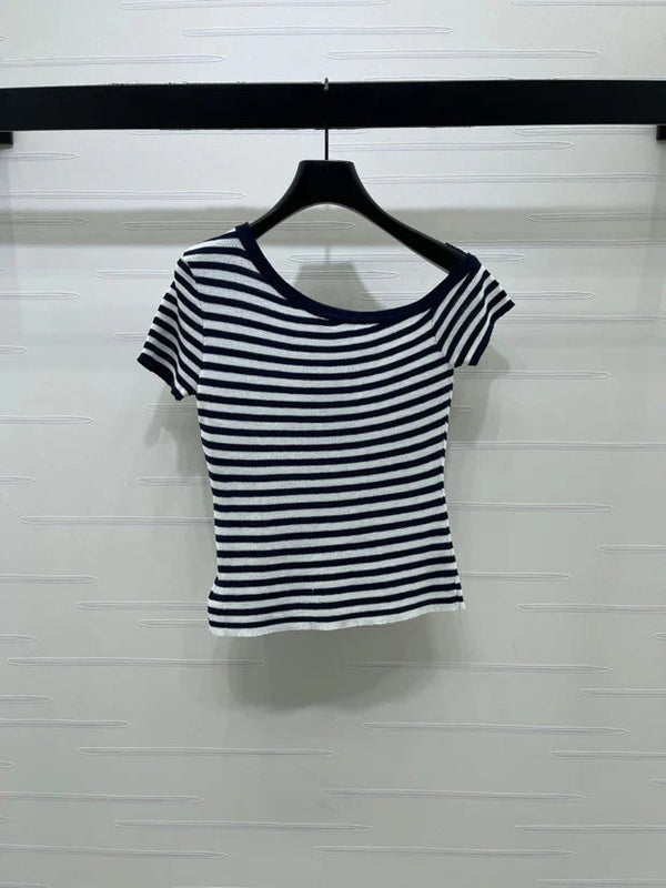 Pra 2026 One-shoulder Knit Short-sleeved Top Cotton 391450