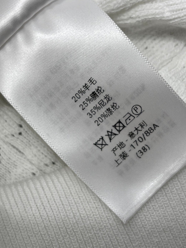 CD Collared Knit Vest White Wool Acrylic Nylon Polyester 397479