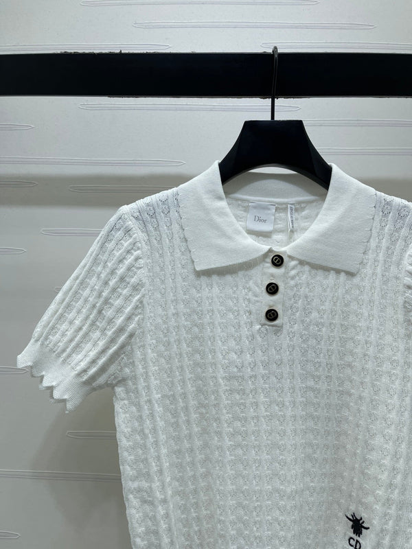 CD Knit Short-Sleeved Top Black Wool Acrylic Nylon Polyester 397467