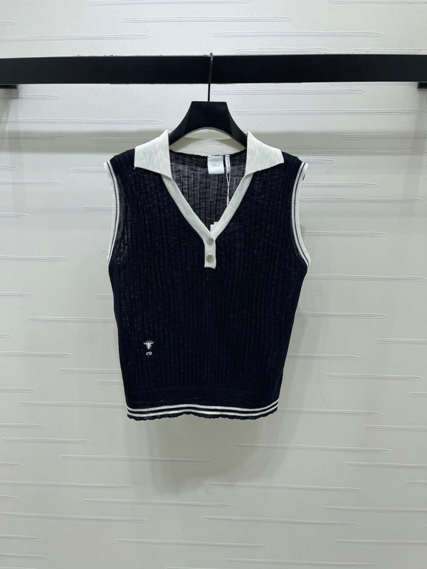 CD 26s Collared Knit Vest Lyocell Polyester 401590