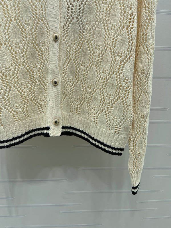 CC 26s Open-Knit Cardigan Shorts Set Cream Wool 427247