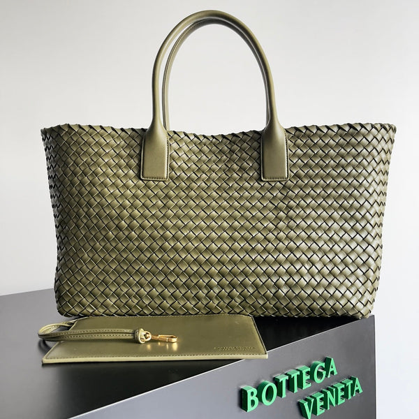 BV Large Cabat Bag 51cm Army Green Leather GHW