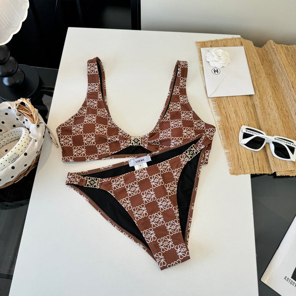Loewe Two-Piece Bikini Brown White 203031