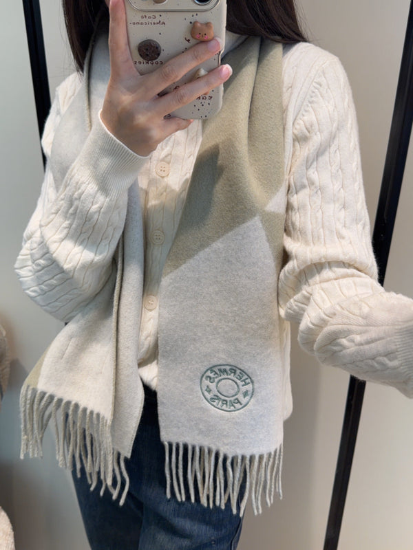 HM Scarf 190 CM Light Green Wool 969497