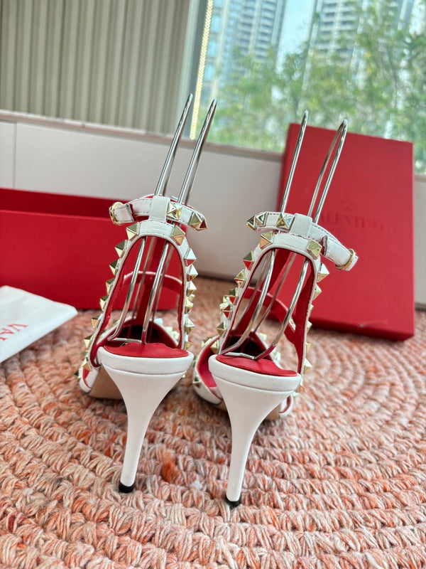 Valentino Rockstud Kidskin Pump 100mm White Sheepskin 702223