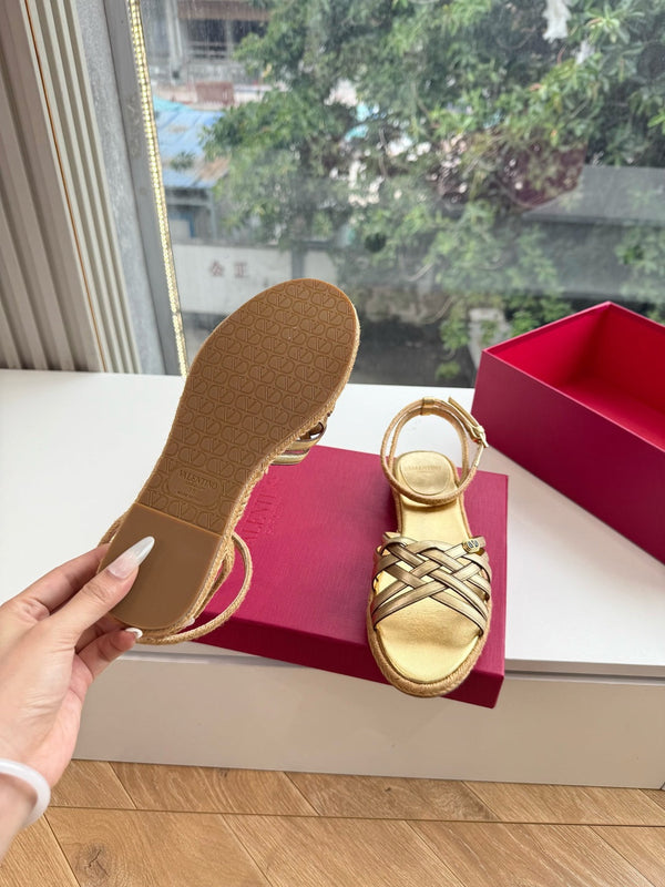 VLTN Espadrille Sandals Gold Leather 933612