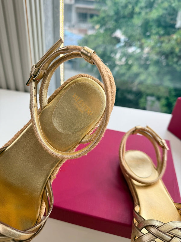 VLTN Espadrille Sandals Gold Leather 933612