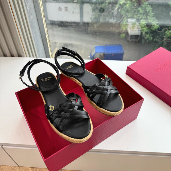 VLTN Bribri Espadrille Sandals Black Leather 933613