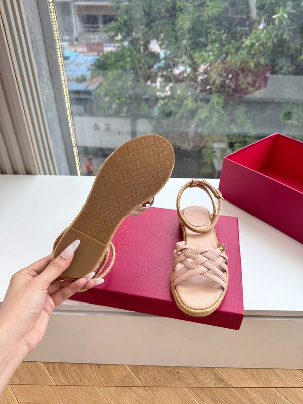 VLTN Bribri Espadrille Sandals Light Pink Leather 933614