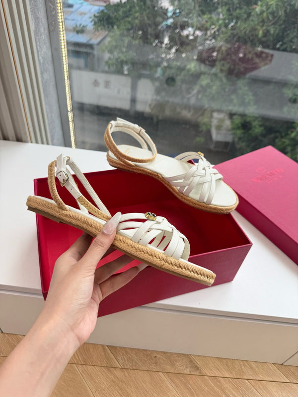 VLTN Bribri Espadrille Sandals White Leather 933615