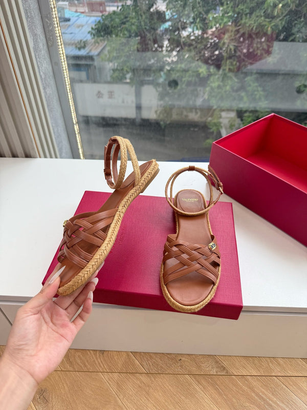 VLTN Bribri Espadrille Sandals Brown Leather 933616