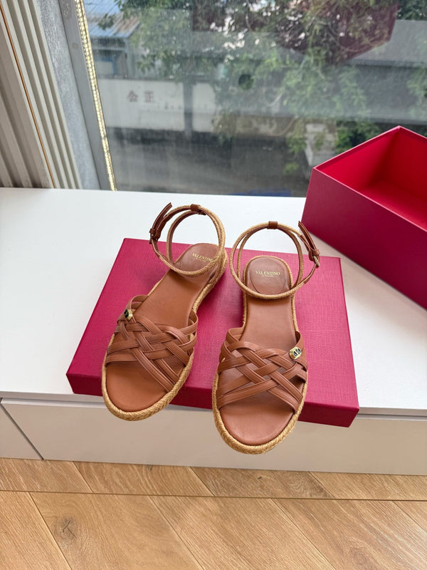 VLTN Bribri Espadrille Sandals Brown Leather 933616