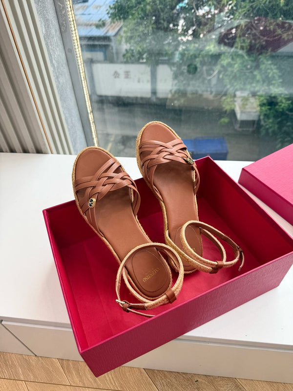 VLTN Bribri Espadrille Sandals Brown Leather 933616
