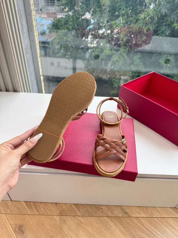 VLTN Bribri Espadrille Sandals Brown Leather 933616
